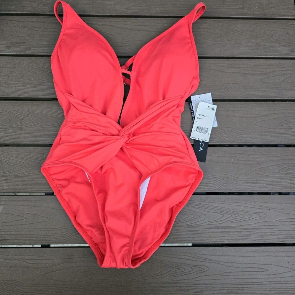 La Blanca Island Goddess Twist Mio Swimsuit One Piece Women’s Size 6 New